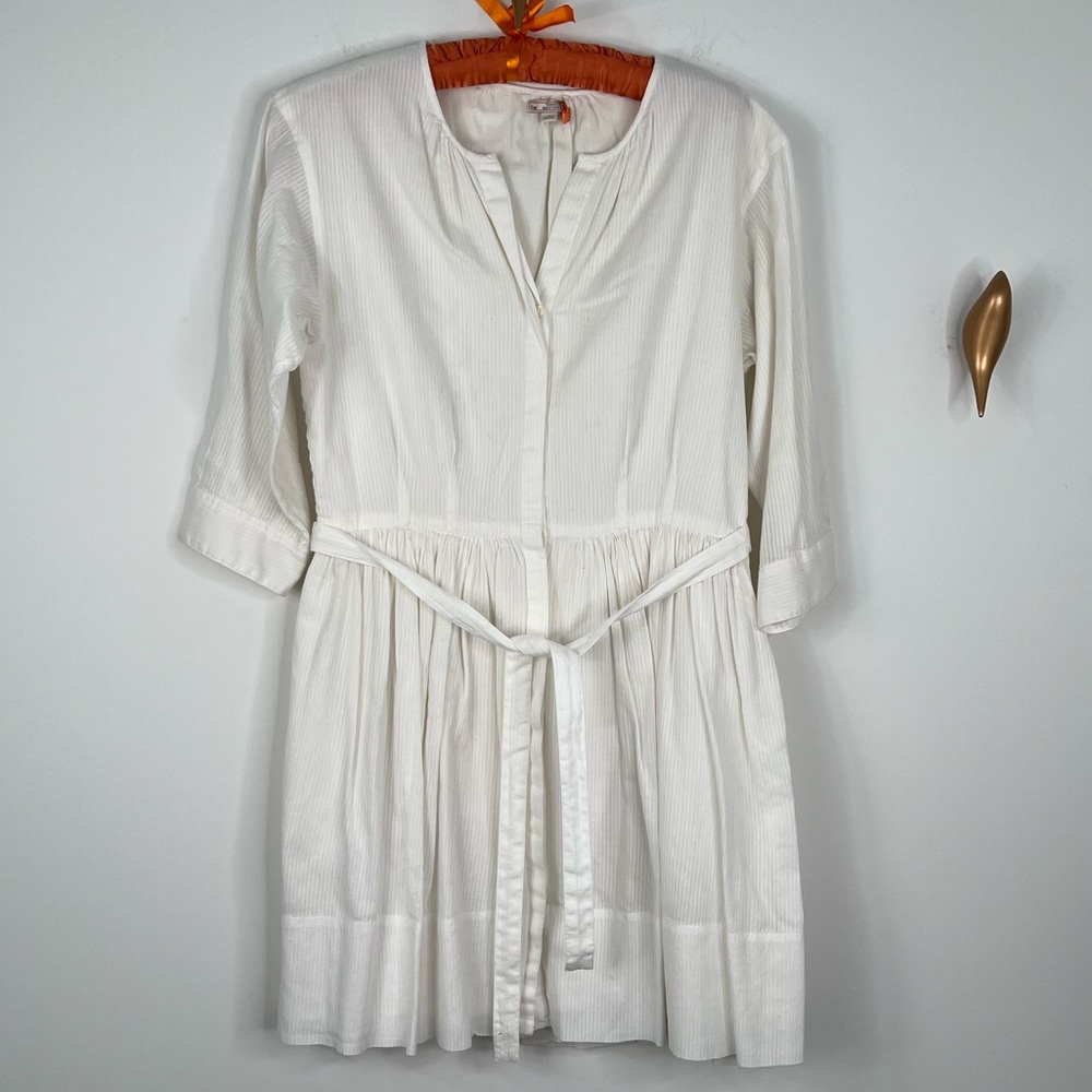 GAP Cream Tiered Sundress with 3/4 Bishop Sleeves